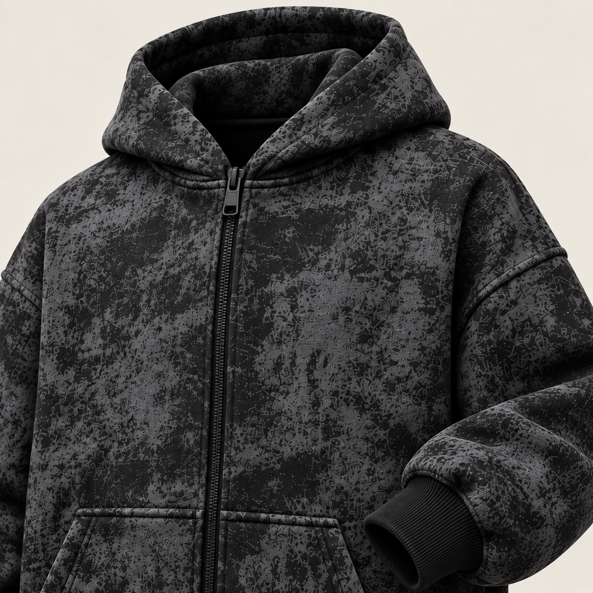 RAVYEN Oversize Yıkamalı Fermuarlı Kapüşonlu Sweatshirt